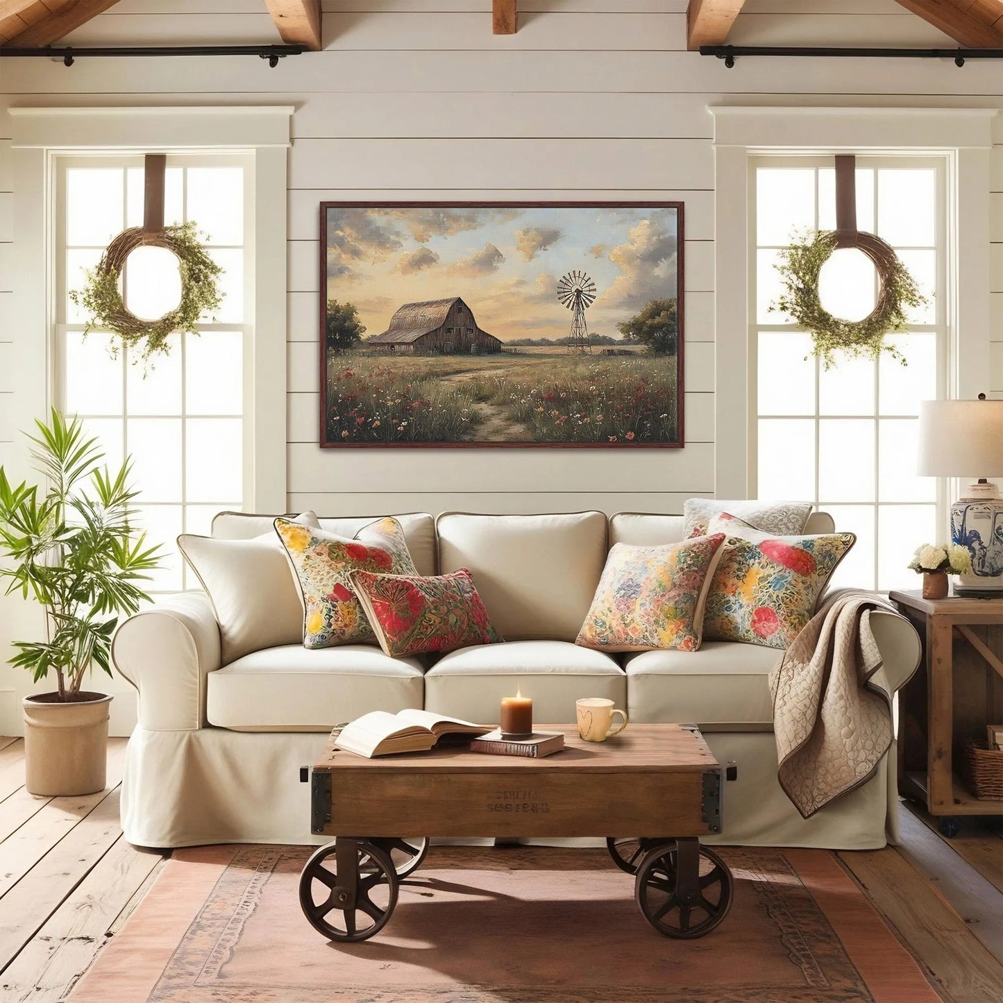 Rustic Barn Framed Canvas Wall Art, Wall Art Canvas, Country Home Decor