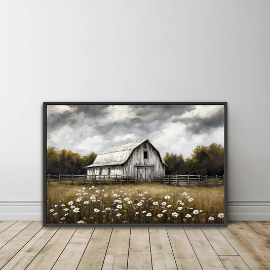 Rustic Barn Framed Canvas Wall Art, Country Home Decor, Modern Farmhouse Wall Decor