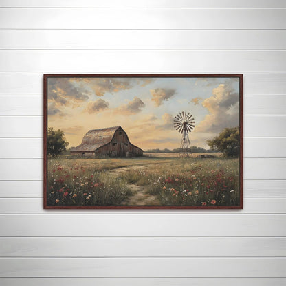 Rustic Barn Framed Canvas Wall Art, Wall Art Canvas, Country Home Decor