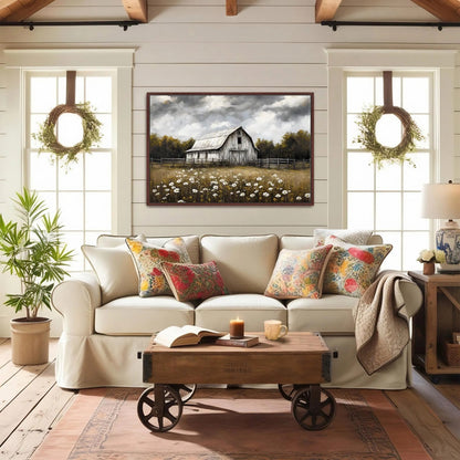 Rustic Barn Framed Canvas Wall Art, Country Home Decor, Modern Farmhouse Wall Decor