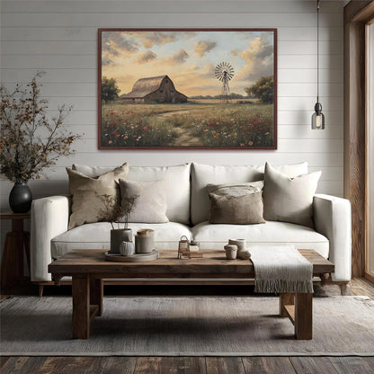 Rustic Barn Framed Canvas Wall Art, Wall Art Canvas, Country Home Decor
