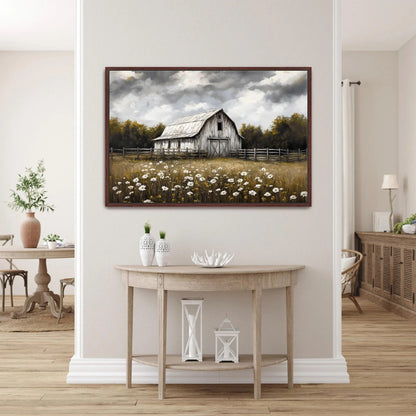 Rustic Barn Framed Canvas Wall Art, Country Home Decor, Modern Farmhouse Wall Decor