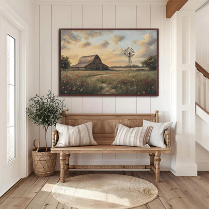 Rustic Barn Framed Canvas Wall Art, Wall Art Canvas, Country Home Decor